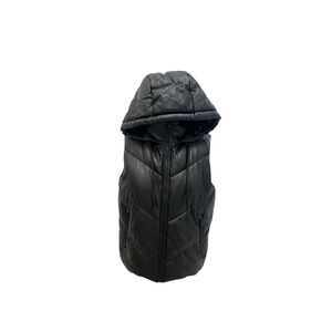 Guess Women's Full Zip Quilted Hooded Insulated Puffer Vest Black Small